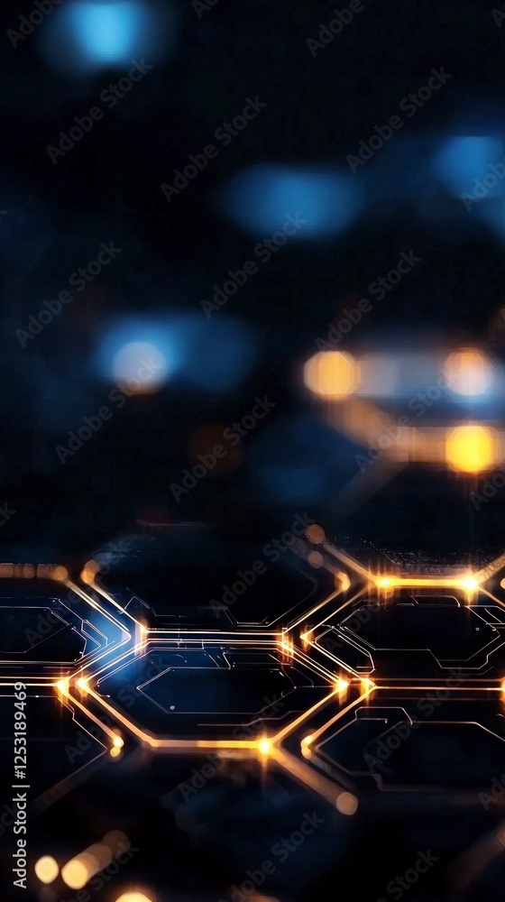 Poster abstract technology background with glowing hexagon network