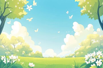 A picturesque orchard of old apple trees blossoming under the spring sun