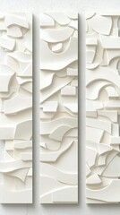 Abstract White Geometric Sculpture Triptych