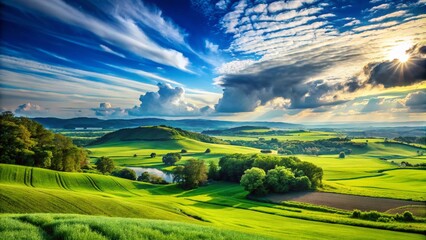 Fototapeta premium Vibrant Blue & Soft Green Nature Background: Fresh Design Texture