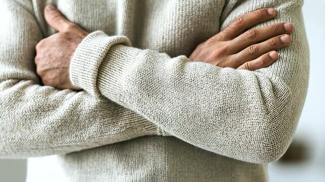 Person Coughing into Elbow with Flu Symptoms