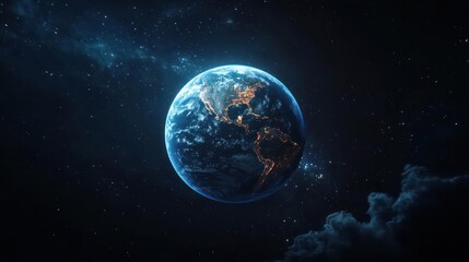 Obraz premium Pixelated Earth In Outer Space