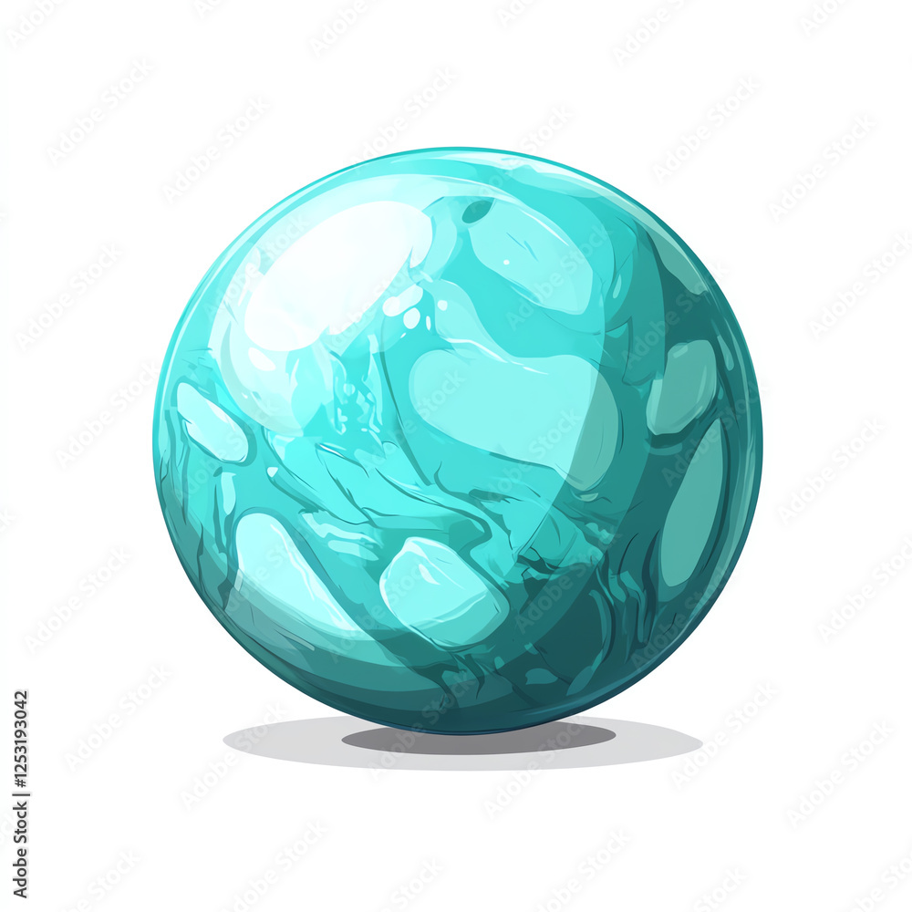 Poster A stunning, glossy turquoise sphere with unique marbled patterns. Perfect for use in digital designs, wallpapers, or as a background element in artistic projects.
