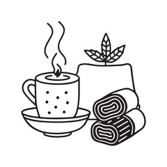 Cozy Coloring page, Line art, Bold and easy image, coloring sheet isolated vector illustration