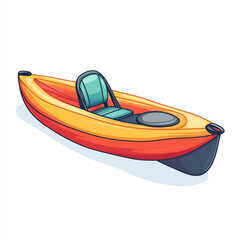 A vibrant and colorful kayak depicted in a cartoon style, perfect for water sports enthusiasts and those enjoying leisure activities on lakes and rivers.