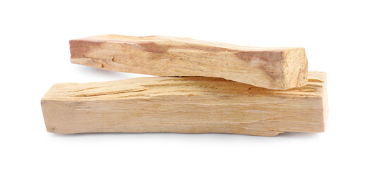 Two palo santo sticks on white background