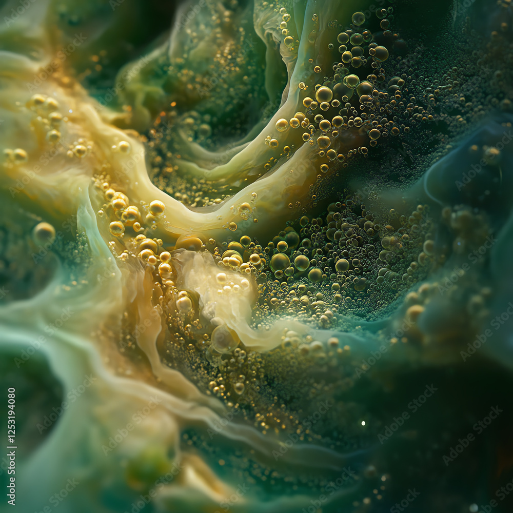 Aufkleber an abstract representation of vibrant colors and bubbles in fluid form, showcasing the beauty of org
