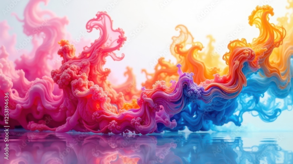 Poster Abstract Colorful Swirling Fluid Design A vibrant, dynamic composition of intermingling hues creating a mesmerizing visual spectacle