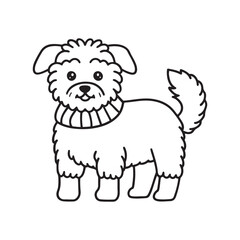 Dog Coloring page, Line art, Bold and easy image, coloring sheet isolated vector illustration