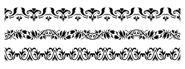 Fototapeta premium Vintage ornamental border collection set with ethnic pattern design.