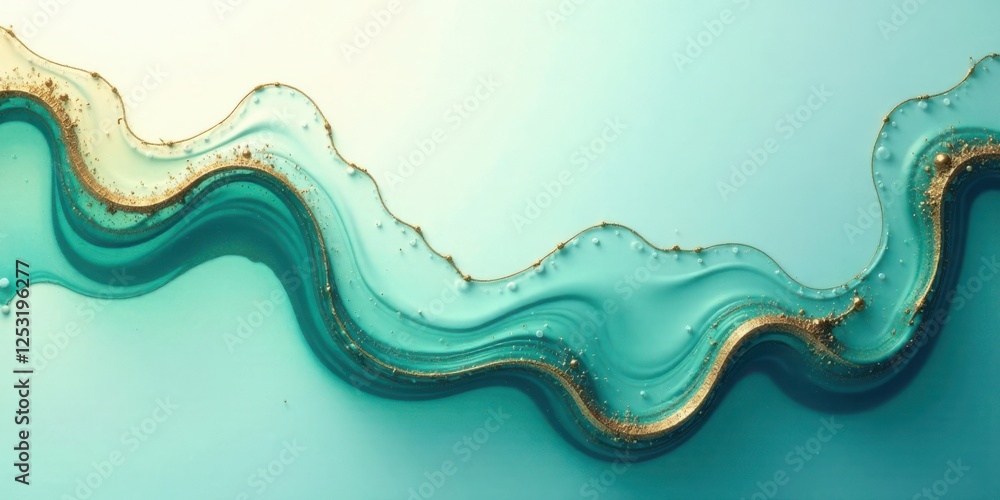 Poster abstract teal and gold liquid swirls elegant fluid art background for design projects