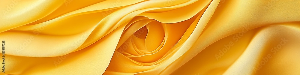 Poster Abstract Close-Up of Smooth Yellow Fabric forming Whorls and Shadows Abstract Design Background