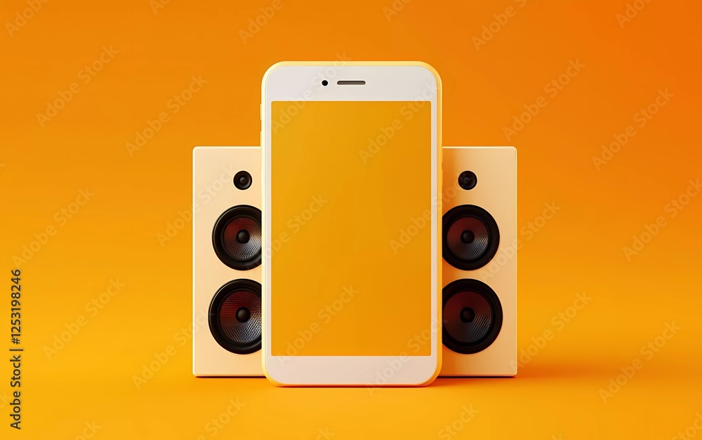 Fototapete 3d music player app ui design, with a minimalistic white and yellow color scheme.