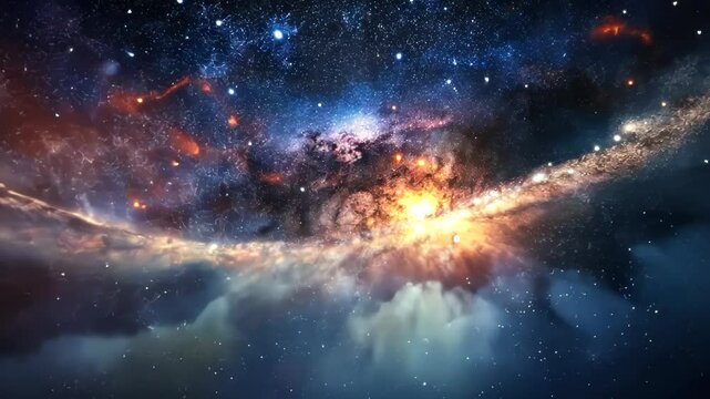 Explore the vibrant colors of the cosmos as galaxies collide in a breathtaking cosmic dance. Generative AI