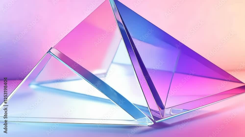 Poster colorful light reflections create mesmerizing patterns with glass prisms set against a soft pastel b