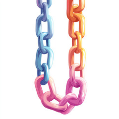 Obraz premium A vibrant illustration of interlinked chains in gradient colors, showcasing creativity and strength. Perfect for design projects symbolizing connections and unity.