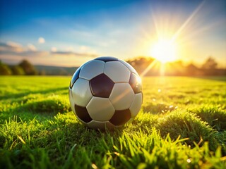 Vibrant Soccer Ball on Lush Green Field, Rule of Thirds Composition