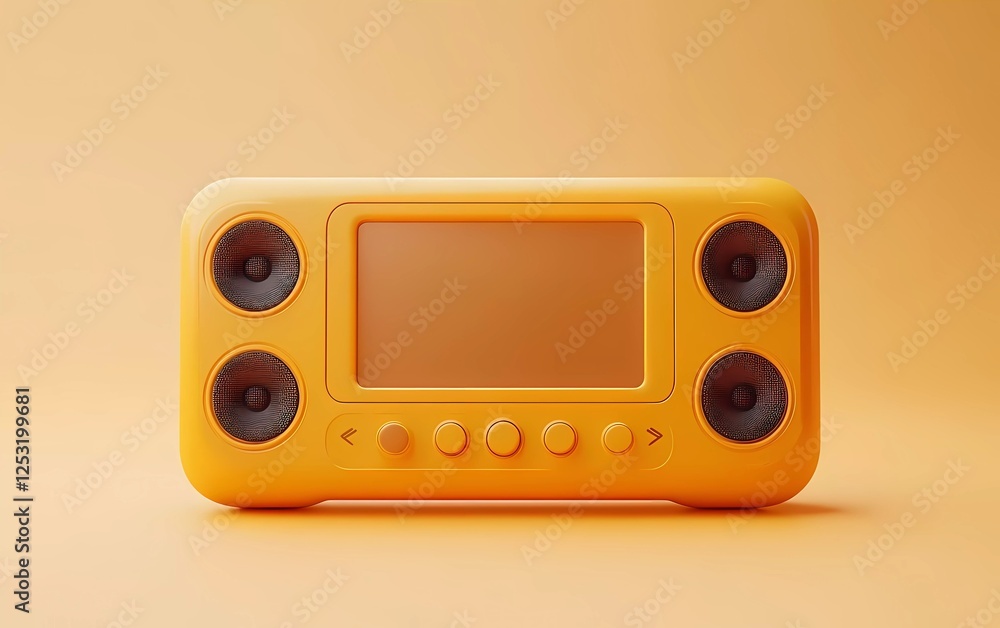 Fototapete a music player with buttons and speakers on both sides, a simple design style, a solid color backgro