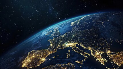 Europe At Night From Space