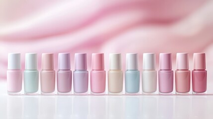 Colorful nail polish bottles,Creative flat lay of fashion bright nail polishes,Minimal style,Nude tones color,Beauty blogger concept,beauty,fashion,women essential beauty items,Copy space.