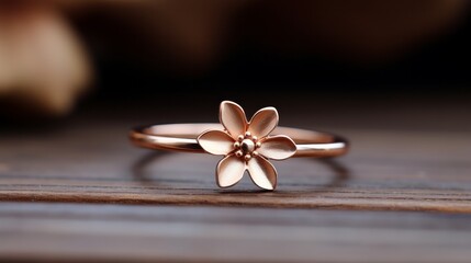 Delicate handcrafted rose gold ring with floral design for nature lovers. Generative AI
