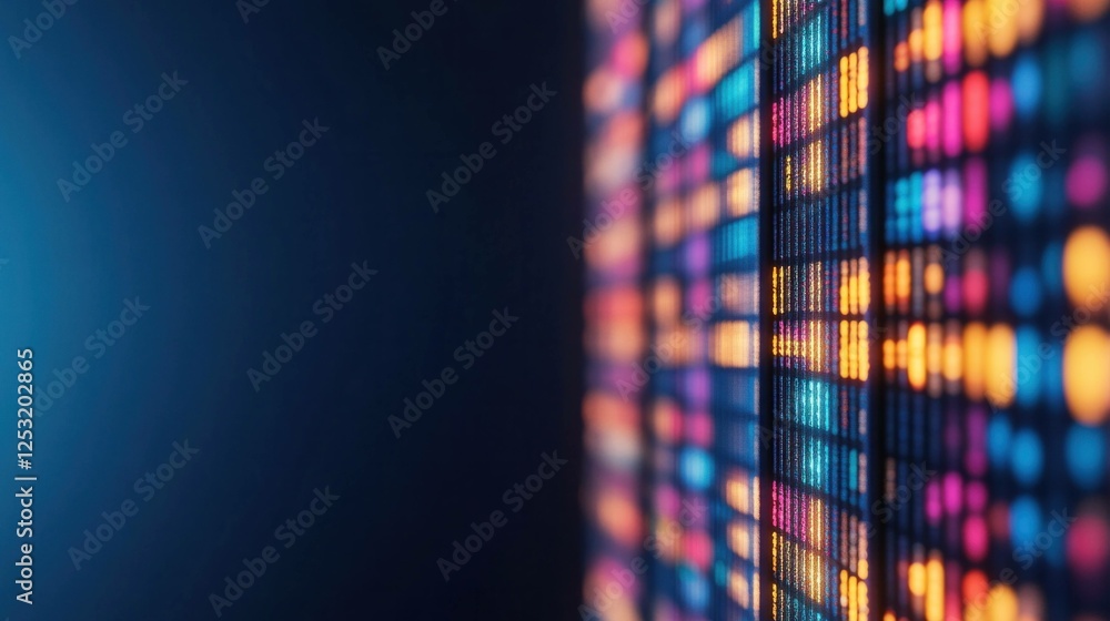 Poster abstract colorful digital background with glowing patterns and bright lights, ideal for tech, data v