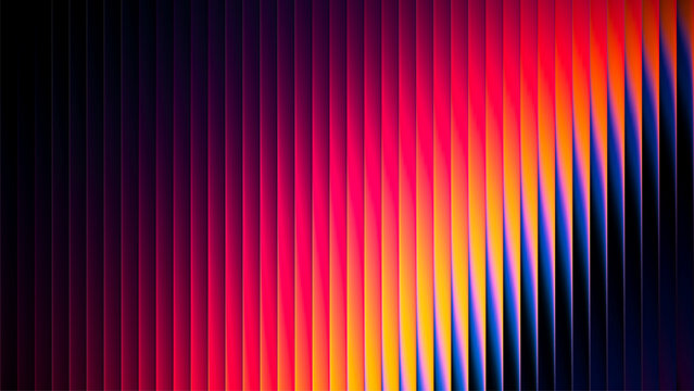 Fototapeta Abstract ribbed fractal glass texture effect with bright smooth fluted vertical lines of colorful gradient. Bold and dynamic design blending bright colors and geometry for modern visual art project