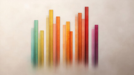 Obraz premium Colorful bar graph illustration with vibrant hues representing data trends. bars vary in height and color, creating visually appealing and dynamic composition