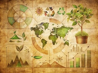 Vintage Ecology Infographic Template Design: Sustainable Earth Graphics