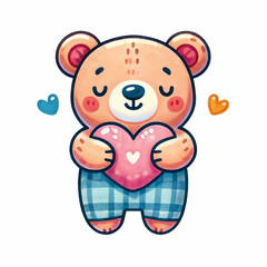 Fototapeta premium Cute bear character with heart in a colorful and playful design suitable for children's art