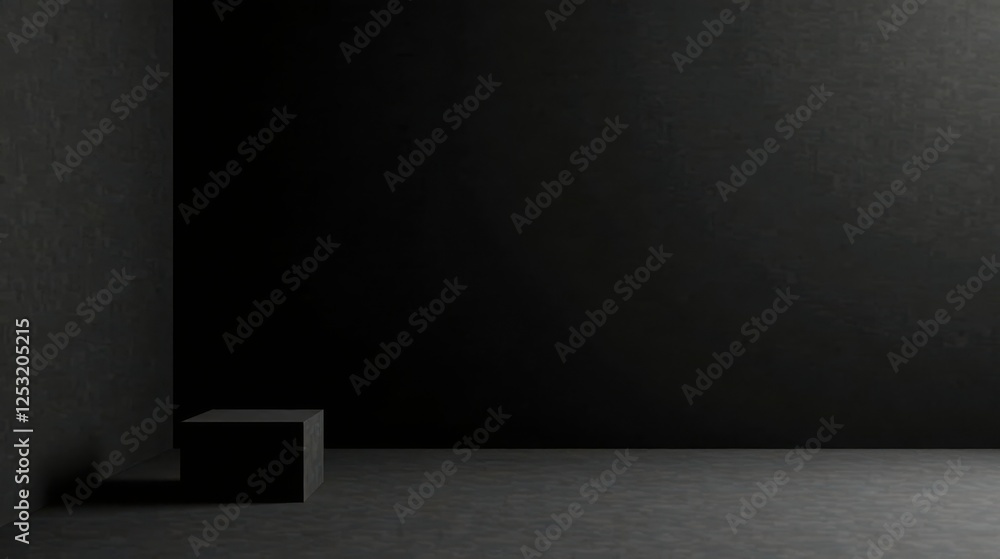 Poster dark room minimalist cube display mockup a simple, elegant, and shadowy product presentation backgro