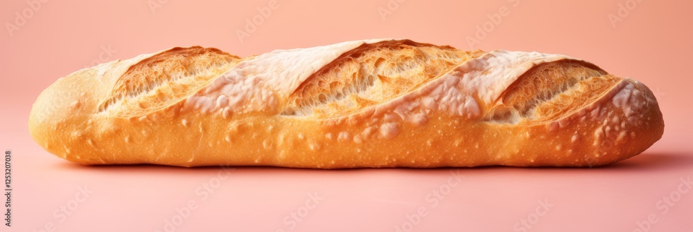 Poster elegant baguette on soft pink background with clean lines and subtle color palette