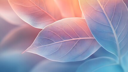 Obraz premium Vibrant Blue and Pink Leaves Close Up, Detailed close up of delicate leaf veins background