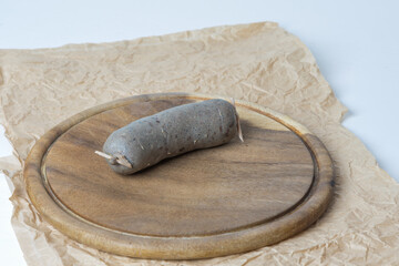 Czech specialty - pork meat products for eating..Homemade tlacenka, jitrnice, cracklings, bread, fried lard