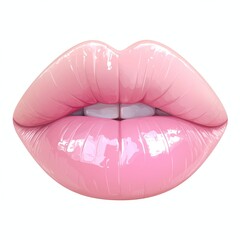 Close up Shot of Glossy Pink Lips Sensual Female Mouth Beauty and Makeup Cosmetic Product