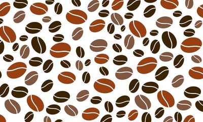 Obraz premium Illustration of the seamless pattern of chocolate coffee beans isolated on a white background.