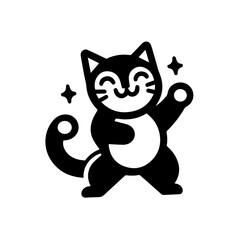 cute cartoon cat dancing logo design
