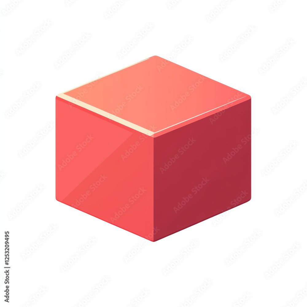 Poster a vibrant red cube with a glossy finish, symbolizing creativity and modern design. ideal for use in 