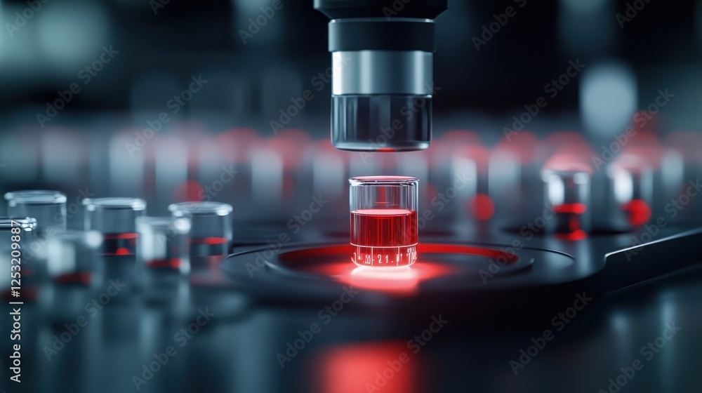 Aufkleber high-tech laboratory microscopy with colorful liquid samples
