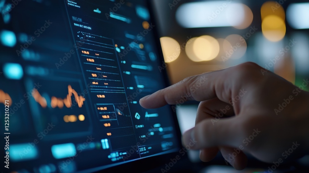Poster Modern Data Visualization on Laptop Screen with Touch Interaction