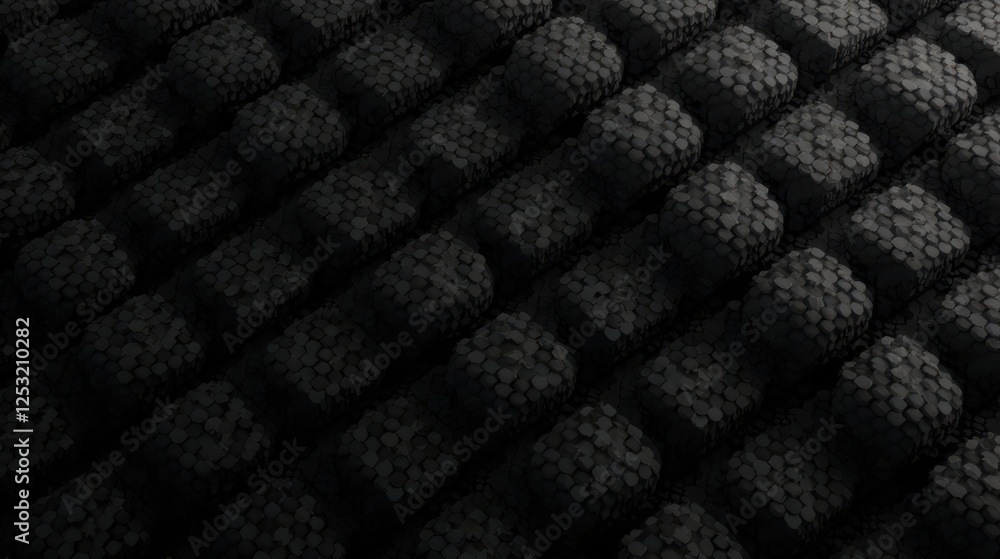 Poster Abstract Dark Grey Hexagonal Cube Pattern Background Texture