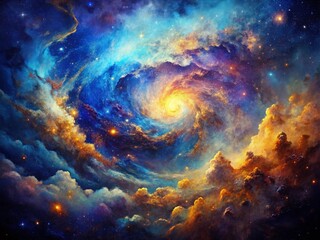Vintage Rustic Space Acrylic Paint Texture - Cosmic Galaxy Background