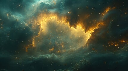 Fototapeta premium Cosmic Nebula, Glowing Gas Clouds, Space Background, Abstract Art, Sci-Fi