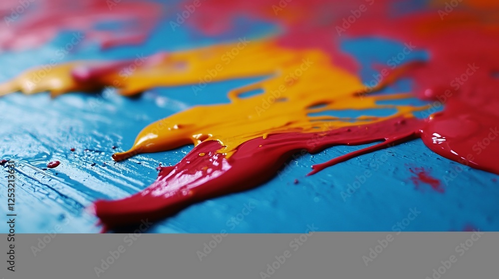Poster vibrant streams of liquid paints create an abstract multicolored display