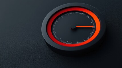 Naklejka premium Modern Black and Orange Minimalist Clock Design Time Management Concept Speedometer