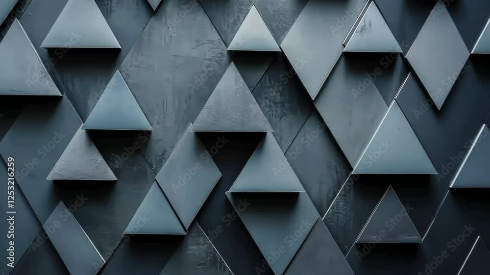 Poster intricate geometric patterns create a mesmerizing wall of triangular shapes in a modern space. gener