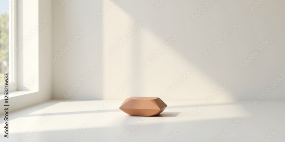 Poster simple minimalist product display with soft light and shadow on a white surface