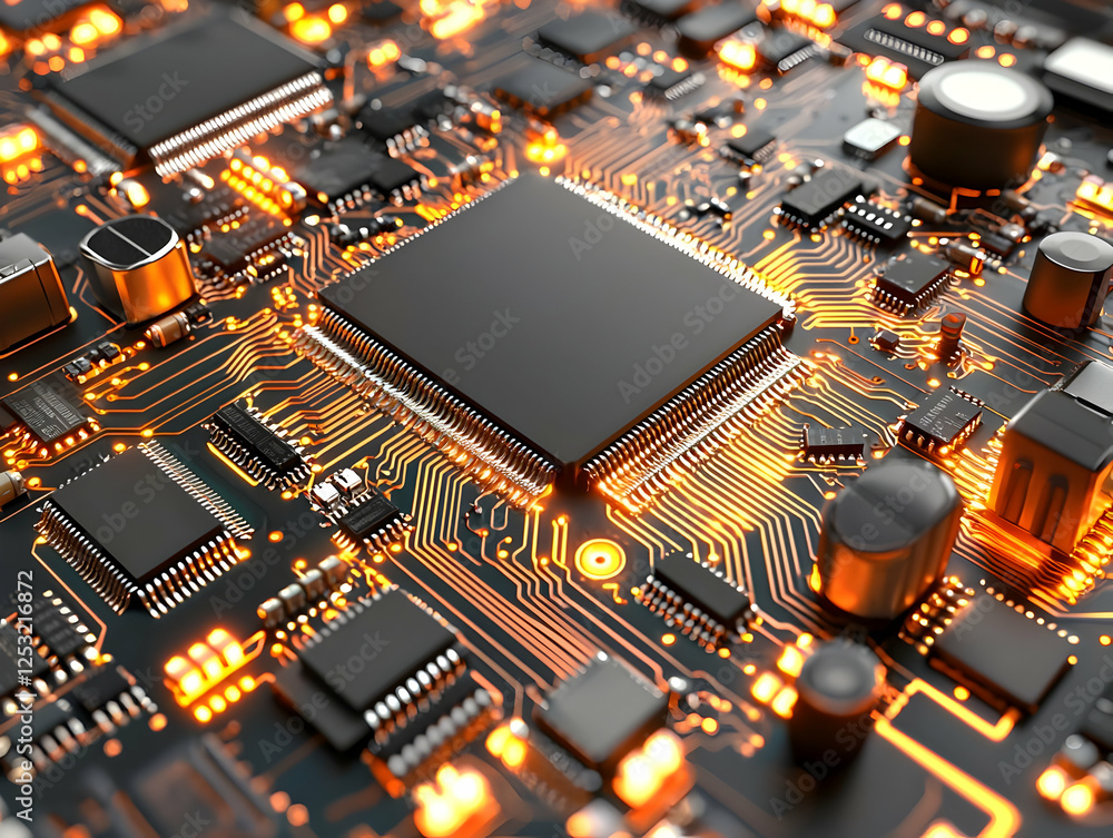 Aufkleber illuminated cpu on circuit board
