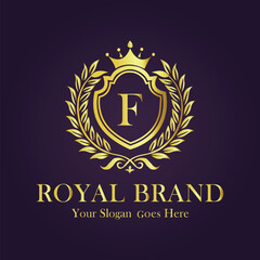 Fototapeta premium Luxury Gold Monogram Logo - Letter F