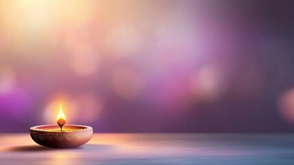 A simple and elegant Diwali greeting with soft lighting, a lit diya, and a heartfelt message of celebration and joy